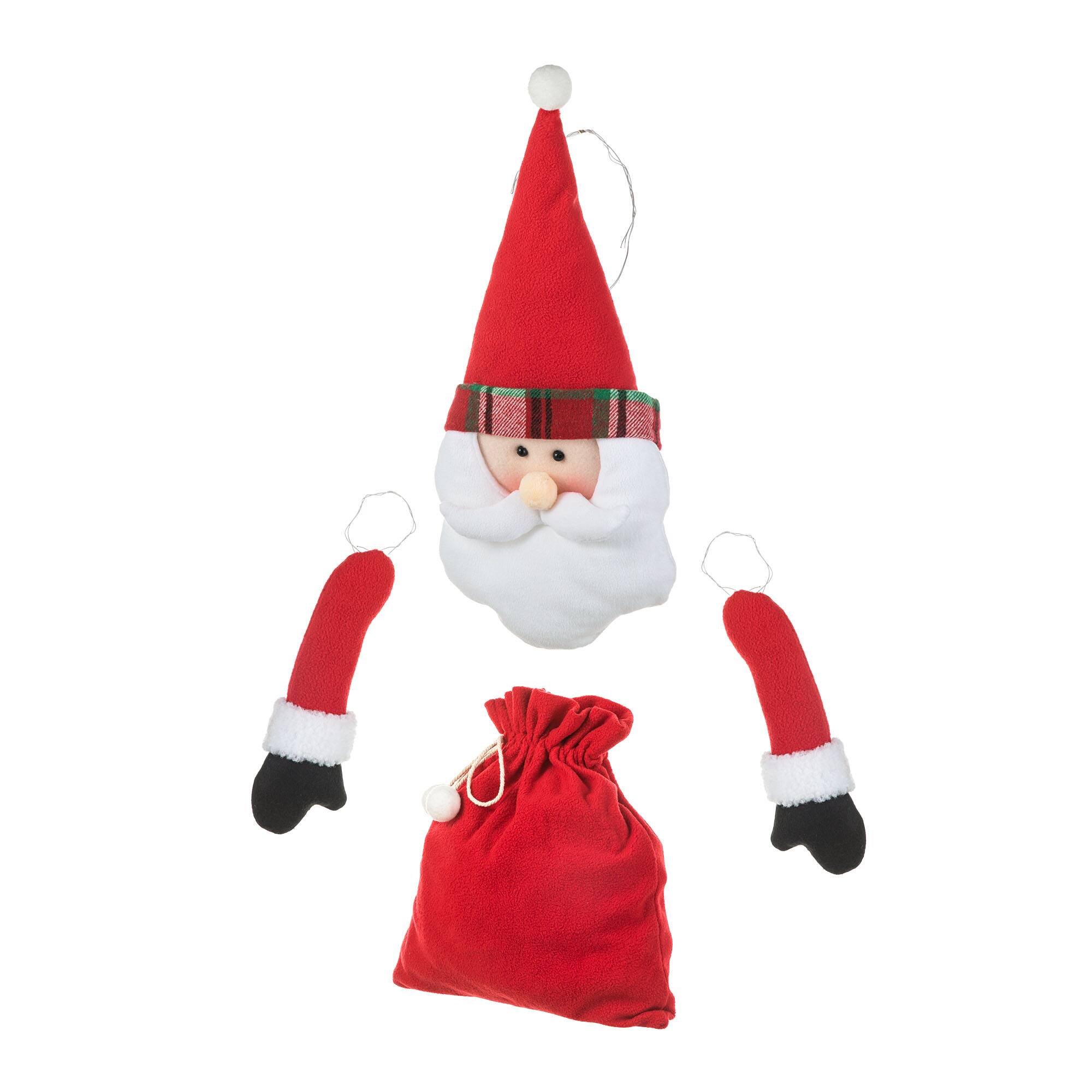 Glitzhome® 20" Jumbo Christmas Fabric Santa Ornament Set